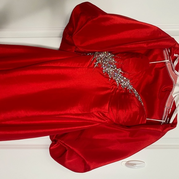 Red Tony Bowls Pageant Prom Gown - Picture 6 of 14